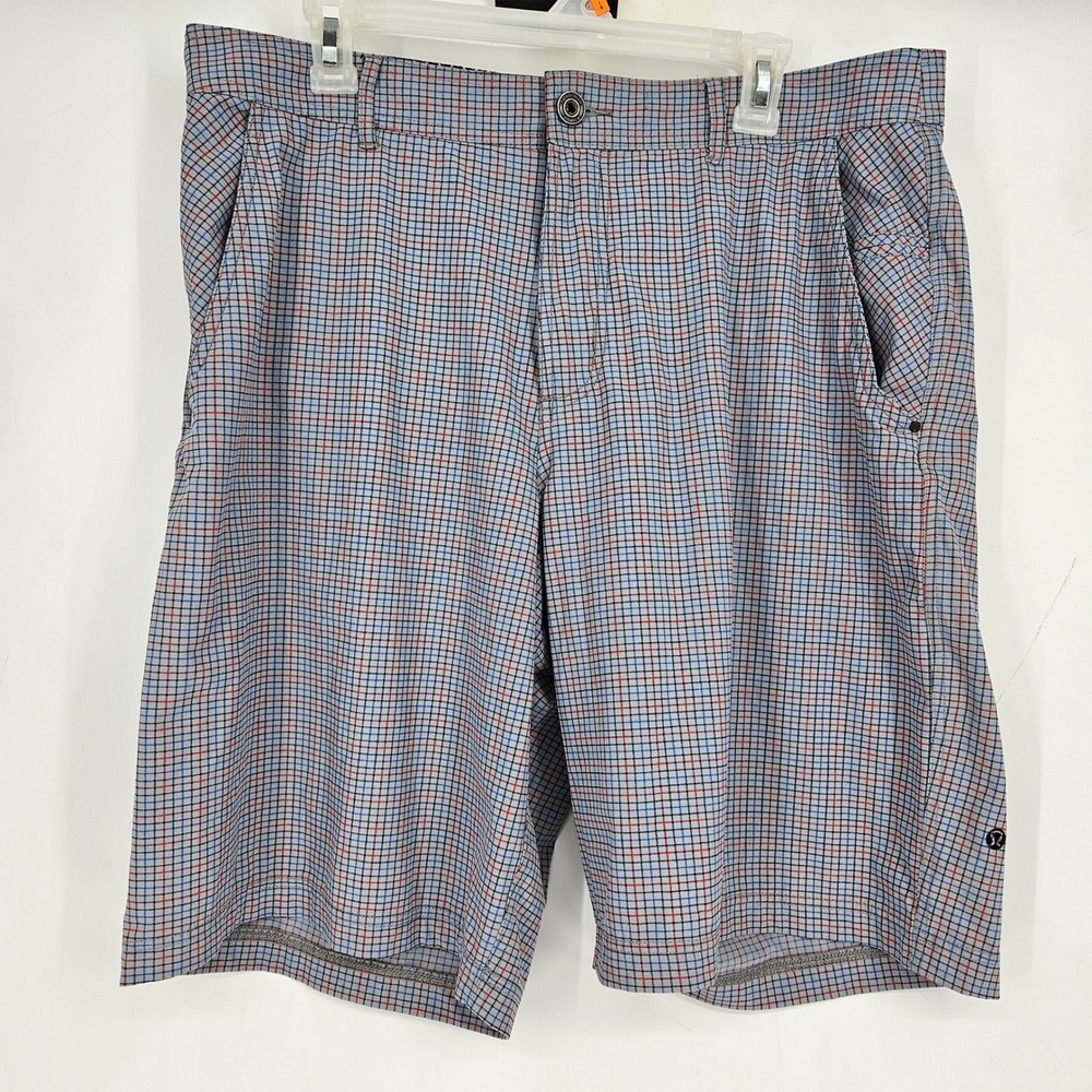 Lululemon Athletica Shorts Mens 38 Activewear Chino Plaid Casual Preppy